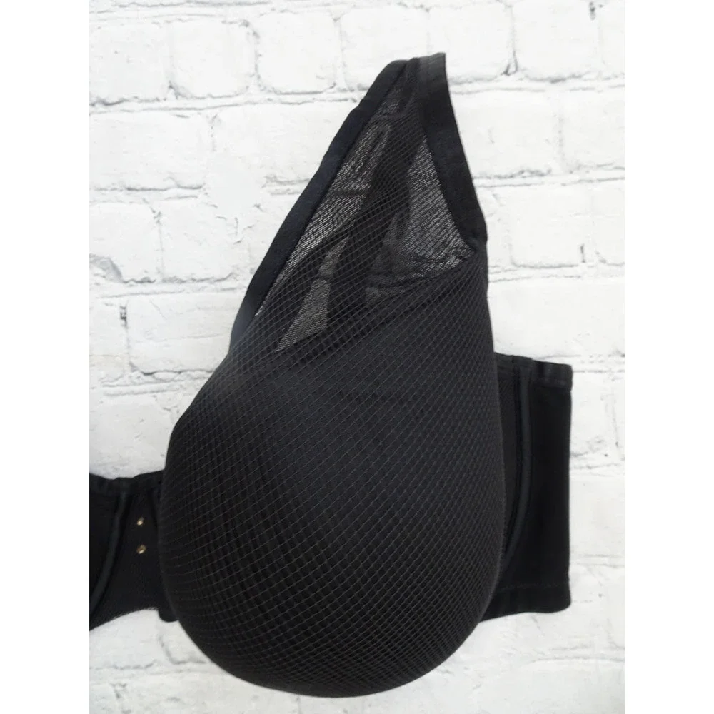 Curvy Couture Women's Plus Size Diamond Net Full Coverage Plunge Bra 38H Black - Picture 10 of 10